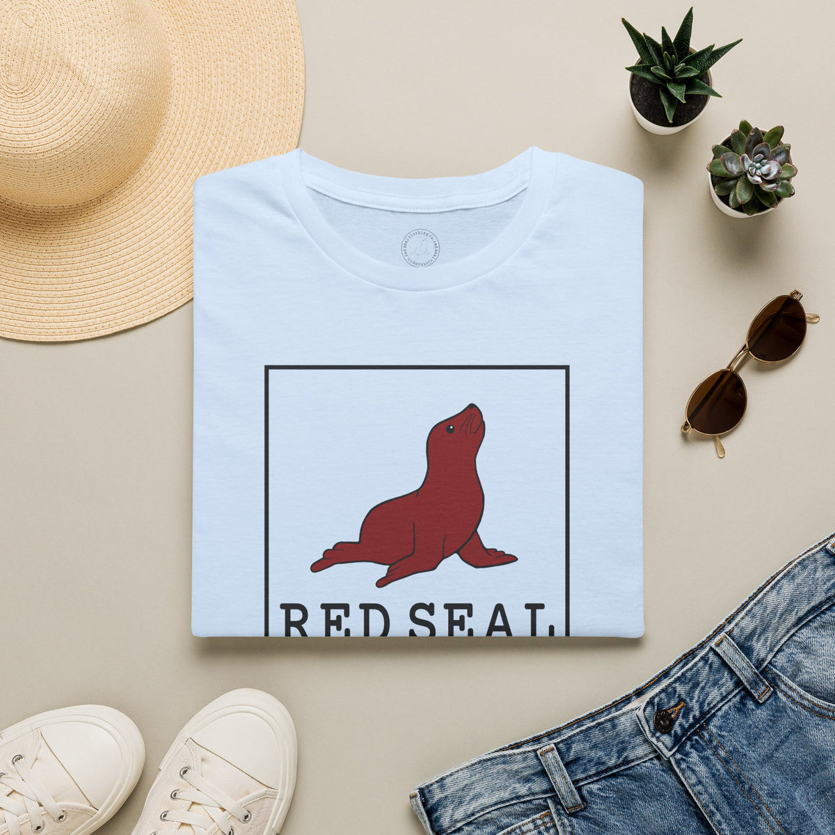 Red Seal Rectangle Logo- Adult T-Shirt