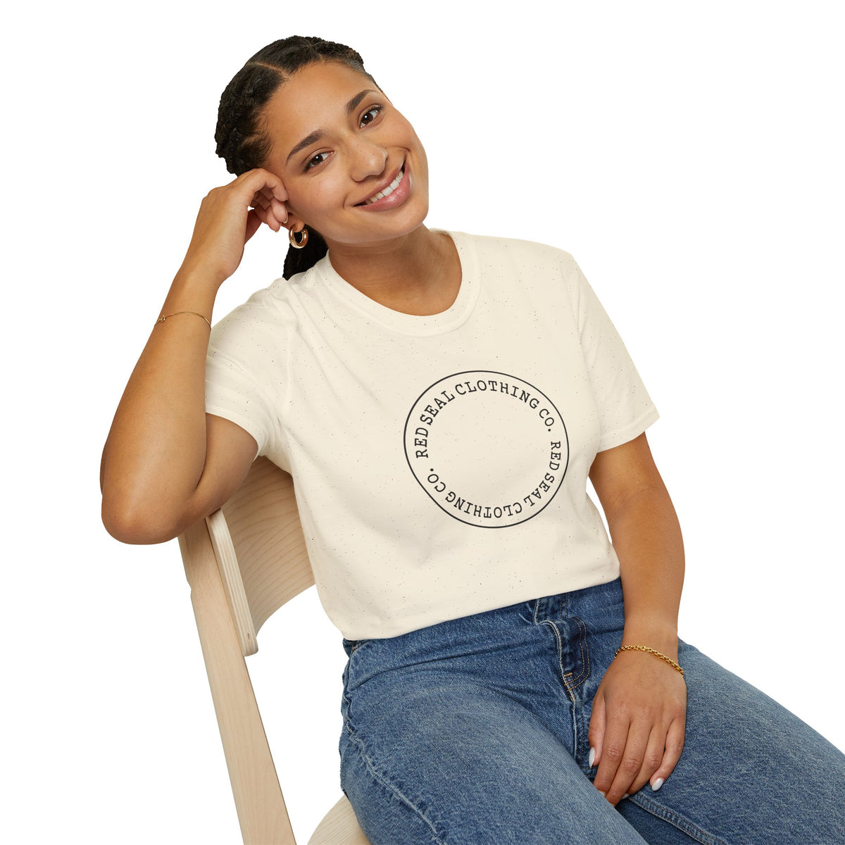 Red Seal Round Letter Logo- Adult T-Shirt