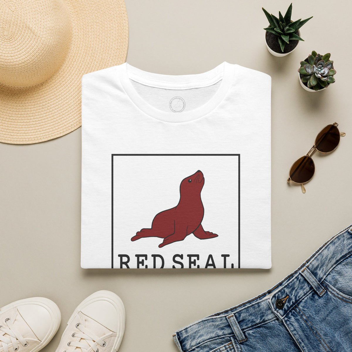 Red Seal Rectangle Logo- Adult T-Shirt