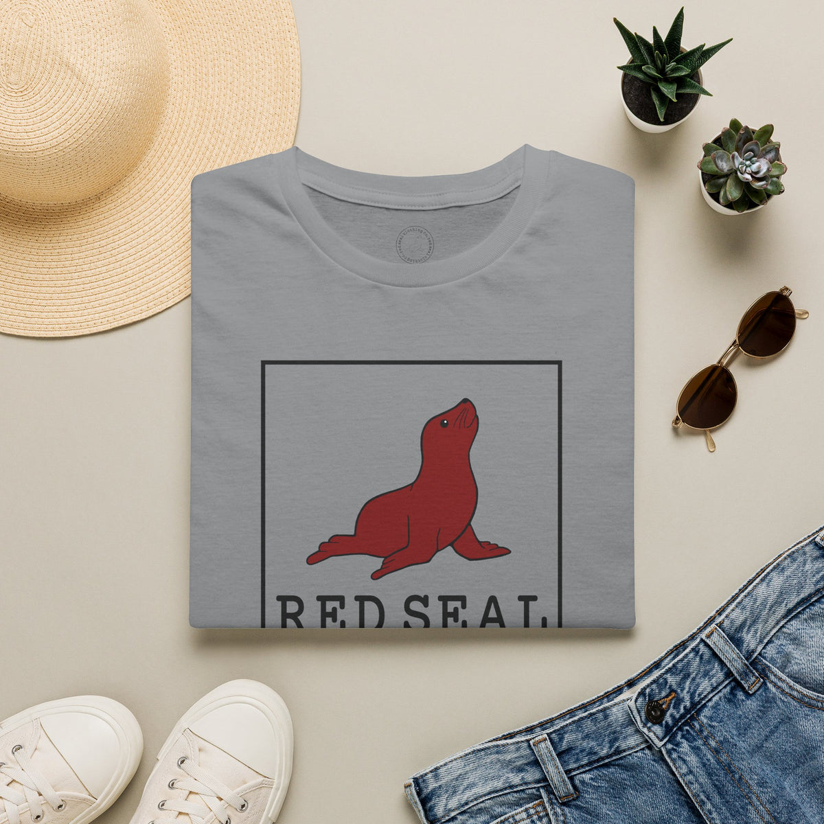 Red Seal Rectangle Logo- Adult T-Shirt